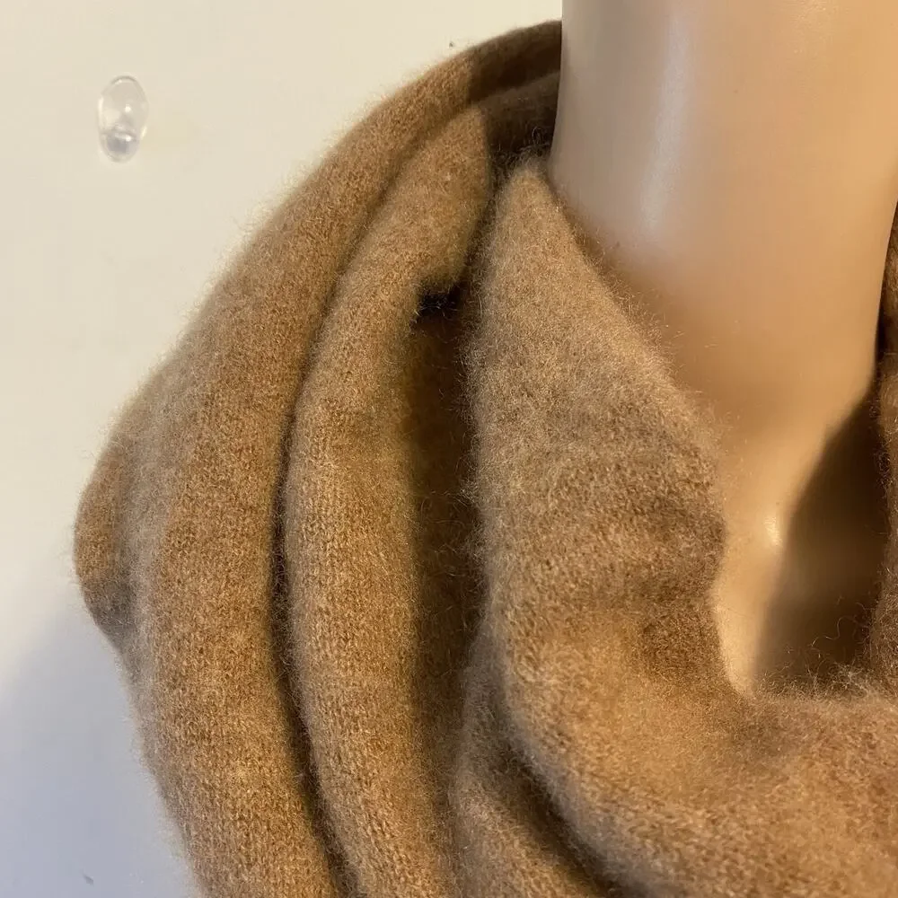 Vintage Unbranded 100% Cashmere Cowl Snood Scarf Neck Warmer Brown Soft Luxury